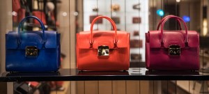 Luxury retail: expensive handbags in a store