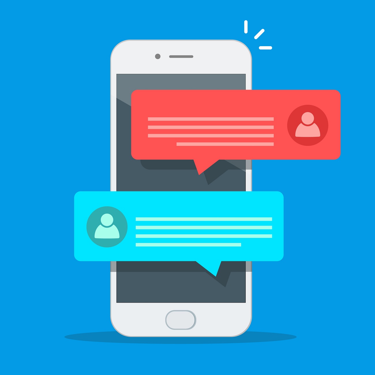 Chat messages notification on smartphone vector illustration, flat ...